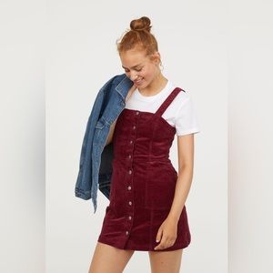 H&M - Women’s Burgundy Corduroy Button Dress - 6